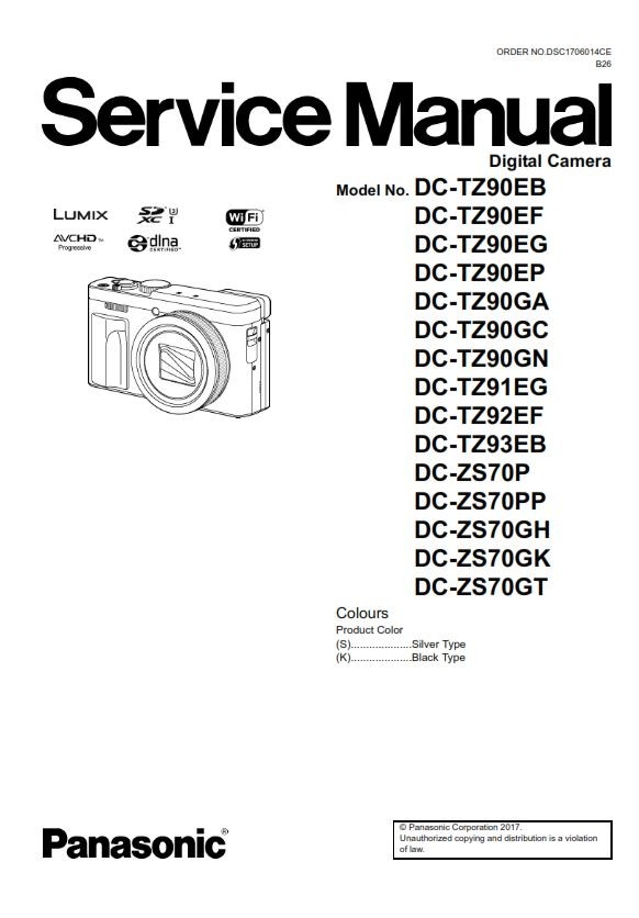 Panasonic Lumix DC ZS70 TZ90 Digital Camera Service Ma - serviceandrepair