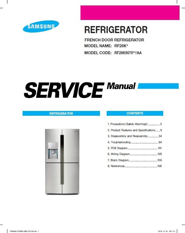 Samsung RF28K9070SG RF28K9070SR Service Manual & Repair Instructions
