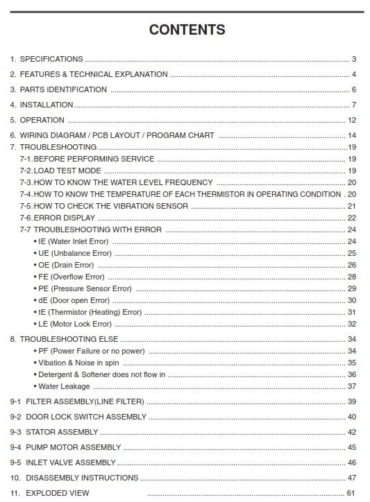 LG F1443KDS7 Steam Washer Service Manual and Troubleshooting Guide
