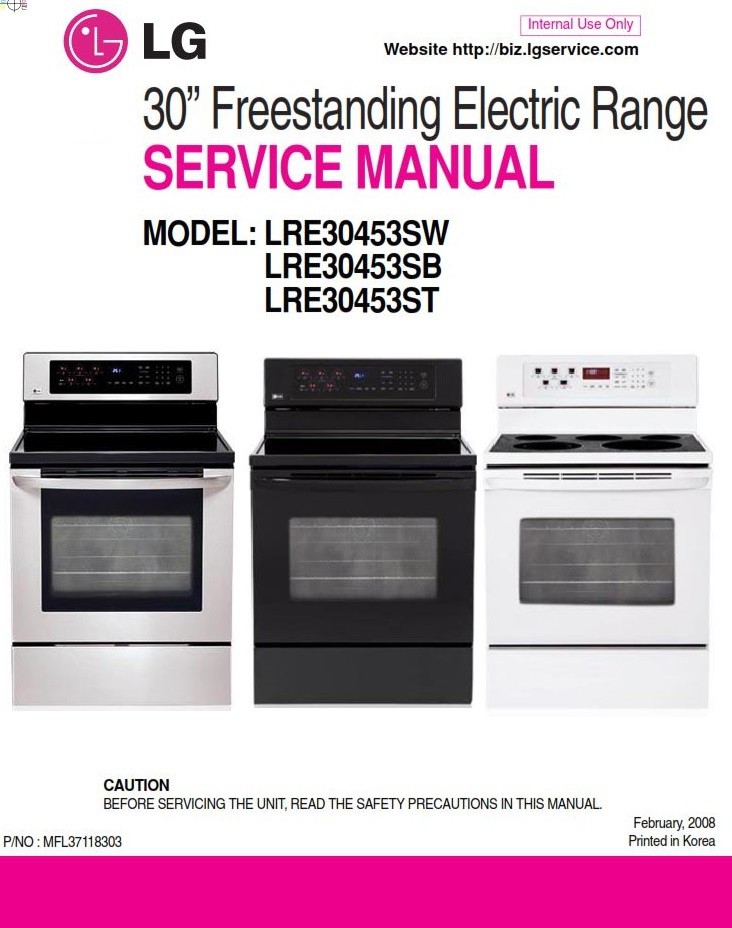 LG LRE30453ST LRE30453SB LRE30453SW Range Service Manu serviceandrepair