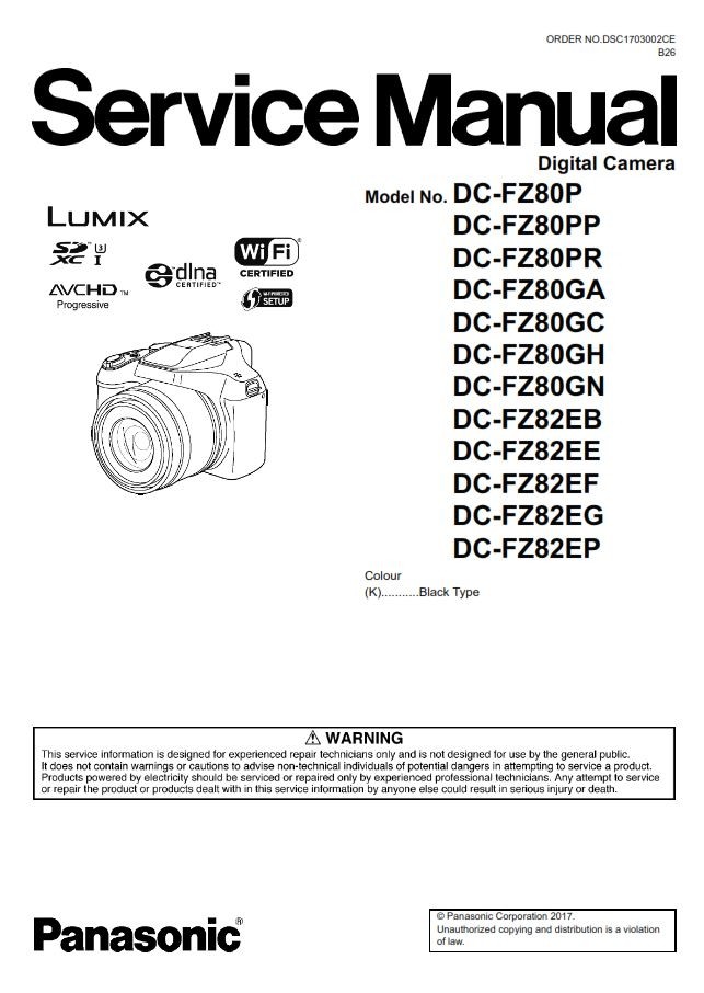 Panasonic Lumix DC FZ80 FZ82 Digital Camera Service Ma serviceandrepair