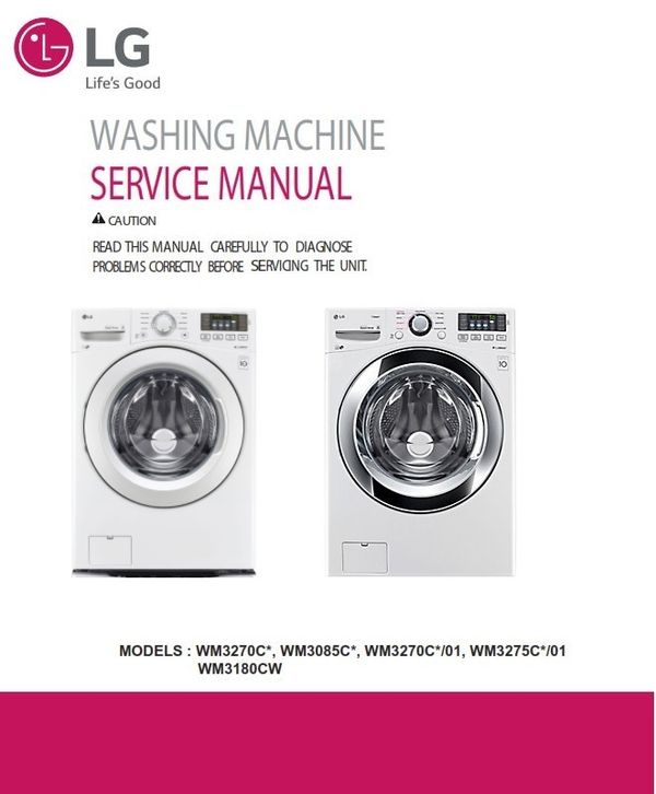LG WT7200C WT7200CW WT7200CV Washer Service Manual + P - serviceandrepair