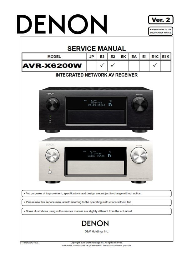 Denon AVR X6200W A/V Receiver Service Manual - serviceandrepair