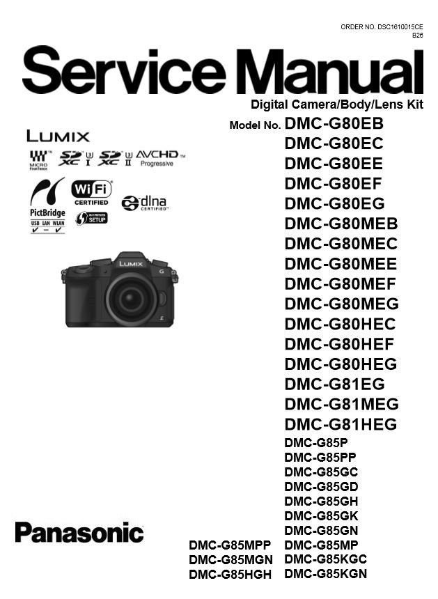 Panasonic DMC G80 G85 Digital Camera Service Manual serviceandrepair
