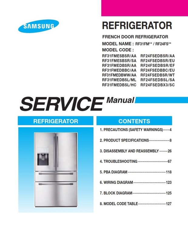 Samsung RF24FSEDBSR RF24FSEDBBC RF24FSEDBSL RF24FSEDBX3 Refrigerator Service Manual