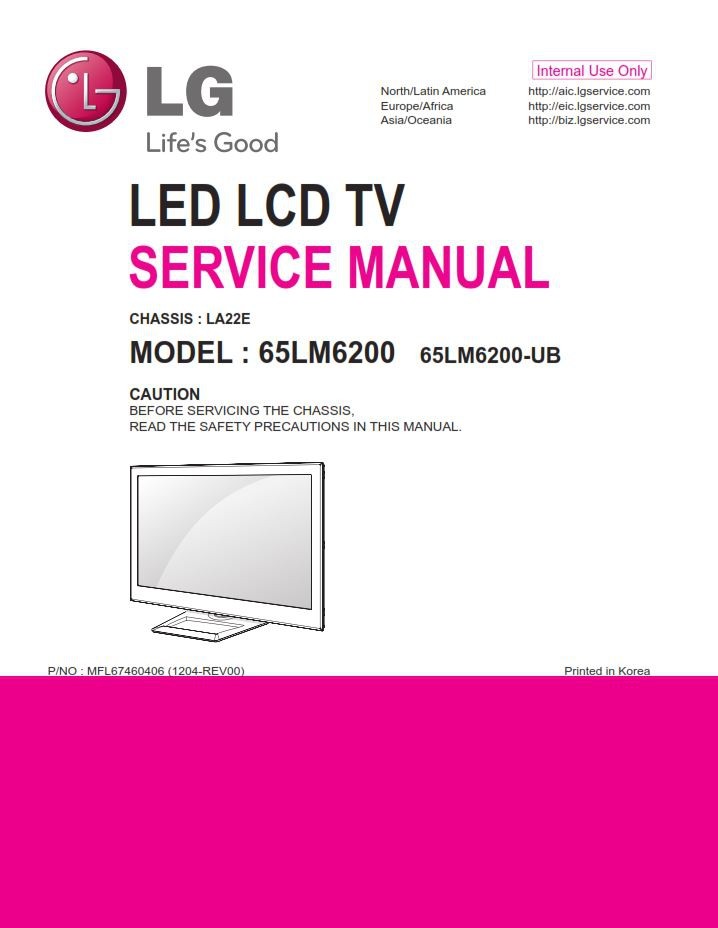 LG 65LM6200 3D Smart LED TV Service Manual and Repair - serviceandrepair