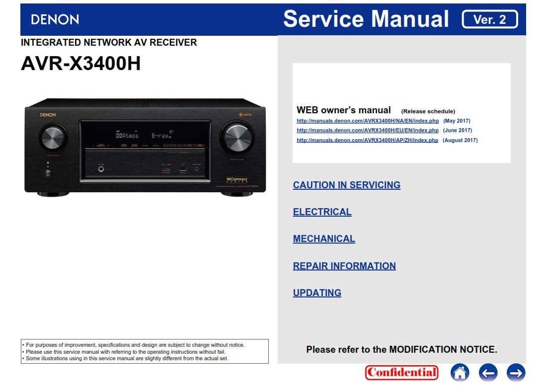 Denon AVR X3400H AV Receiver Service Manual & Repair I - serviceandrepair