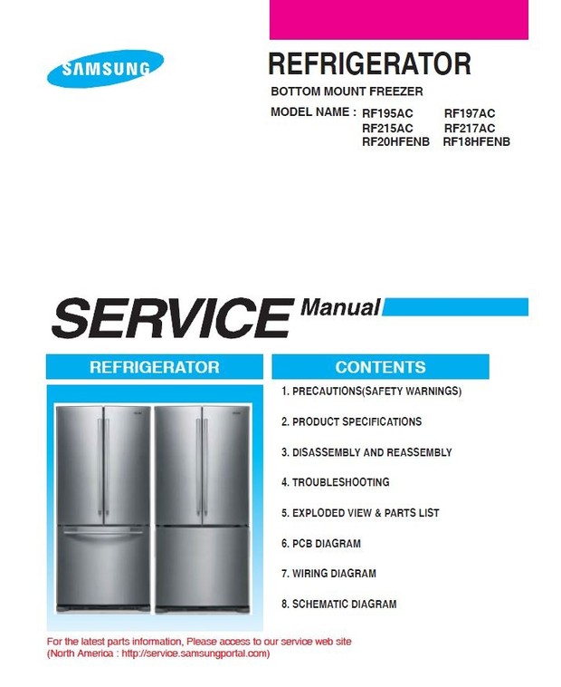 Samsung RF20HFENBSR RF20HFENBWW RF20HFENBBC Refrigeator Service Manual