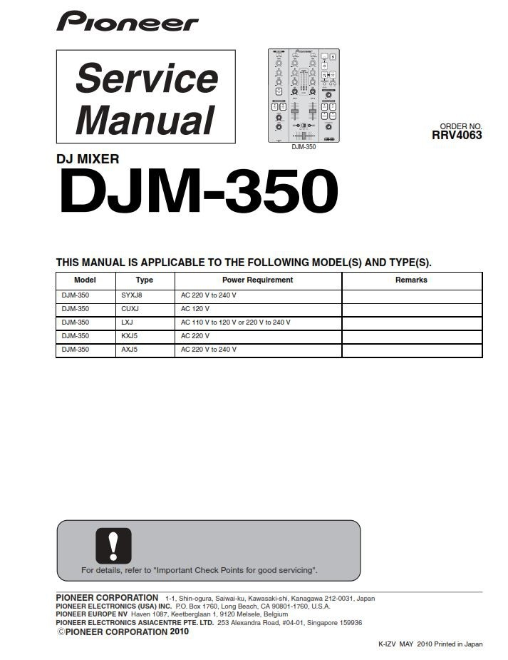 Pioneer Djm 350 Service Manual Repair Guide Serviceandrepair