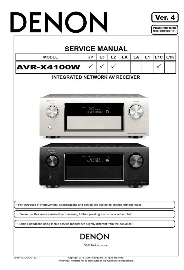 Denon AVR-X4100W AV Receiver Service Manual - serviceandrepair