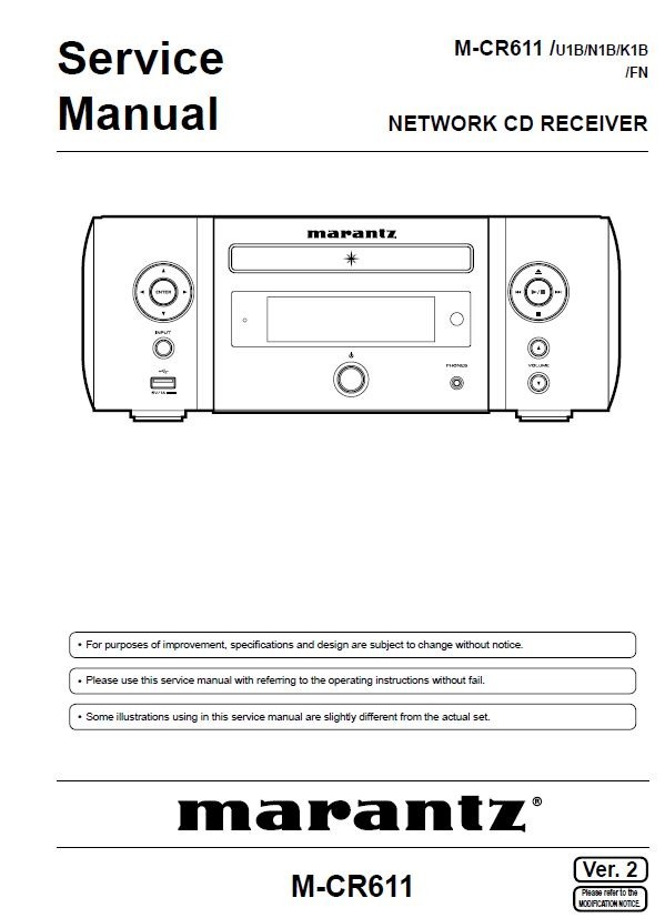 Marantz Melody Media M-CR611 MCR611 CD Receiver Service Manual