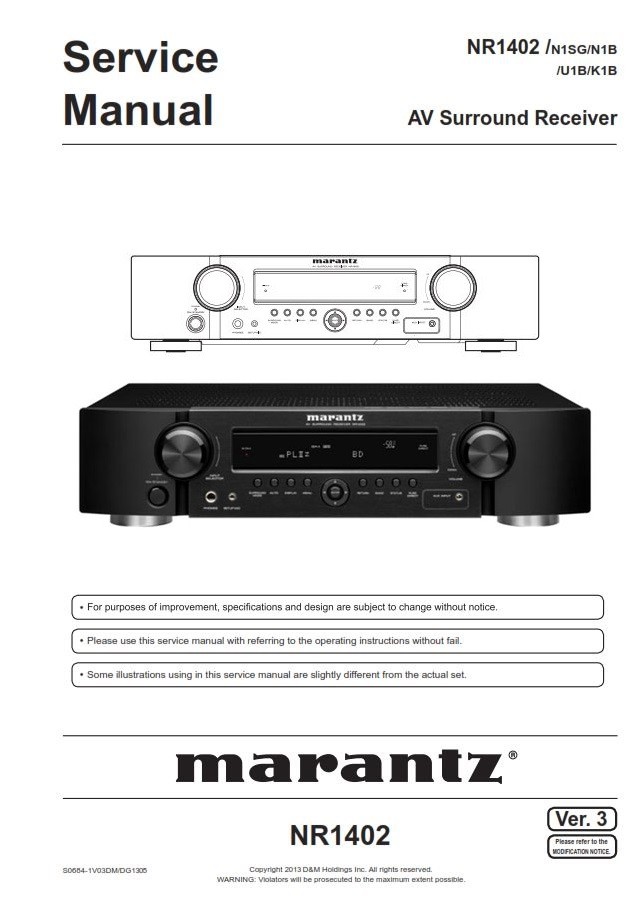 Marantz NR1402 AV Surround Receiver Service Manual and - serviceandrepair