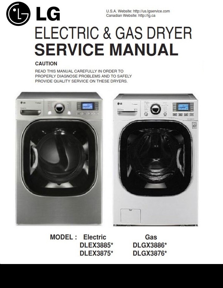 LG DLEX3875V DLEX3875W Dryer Service Manual and Repair - serviceandrepair