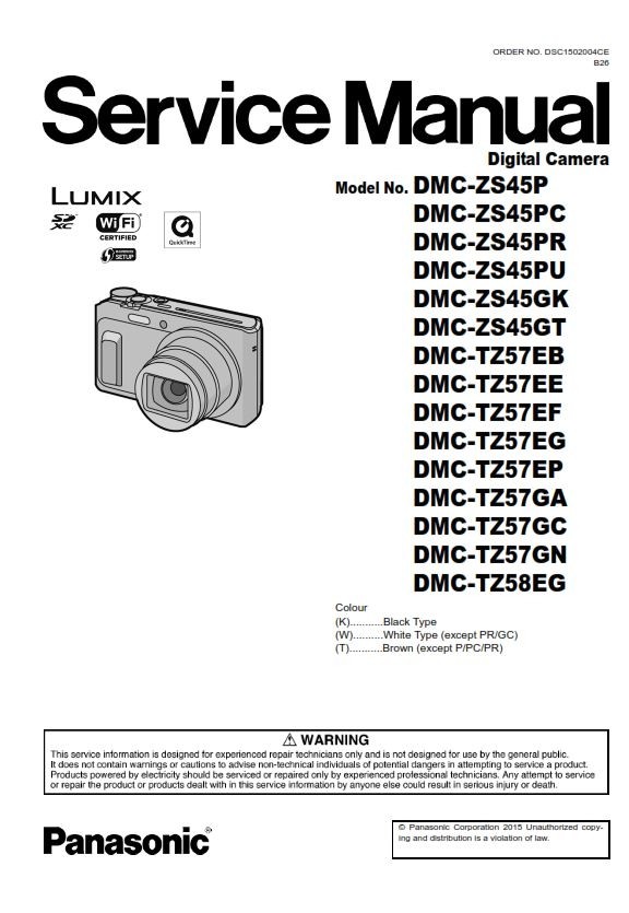 Panasonic Lumix DMC TZ57 TZ58 ZS45 Digital Camera Serv - serviceandrepair