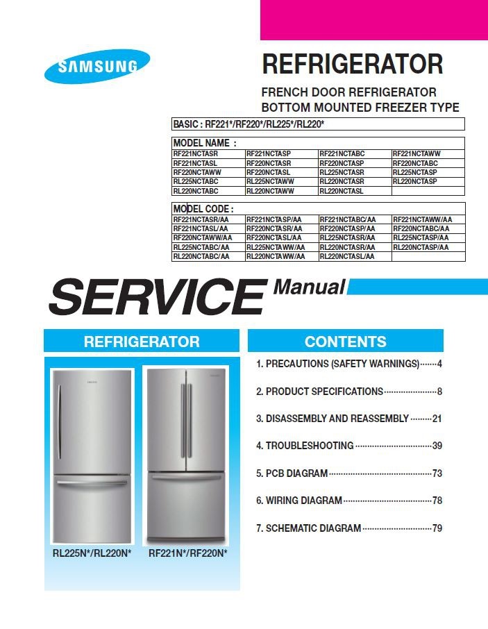 Samsung RF220NCTA Series French Door Refrigerator Serv Serviceandrepair