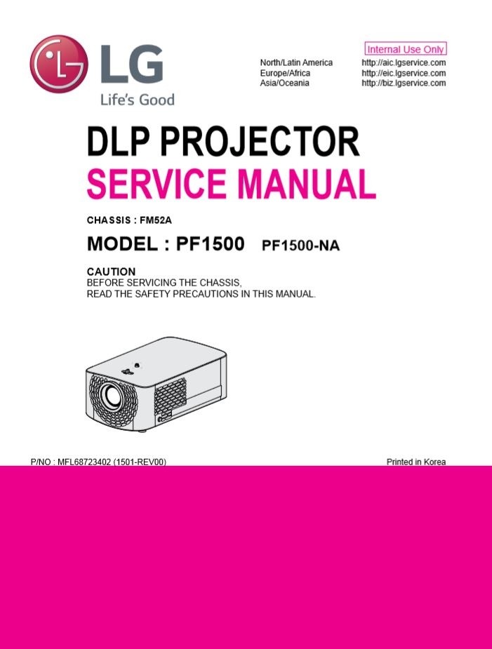 LG PF1500 Portable LED Projector Original Service Manu - serviceandrepair