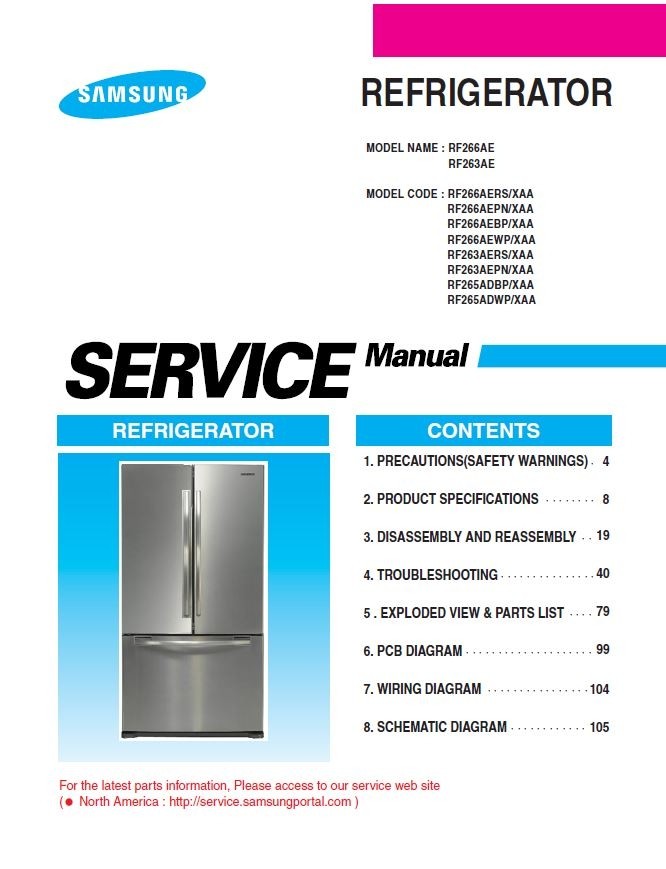 Samsung RF266AERS RF266AEPN RF266AEBP RF266AEWP Refrig - serviceandrepair