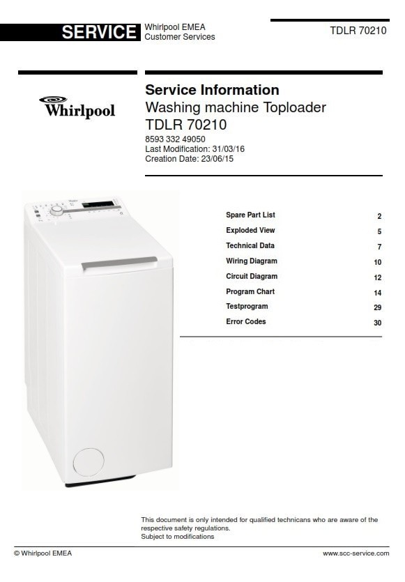 Whirlpool TDLR 70210 washing machine service manual - serviceandrepair