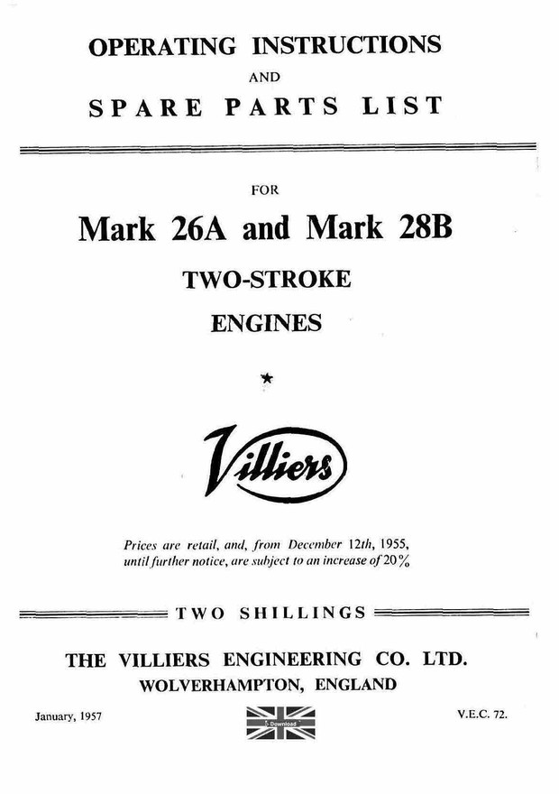 Villiers 26A & 28B Operation Maintenanceand illustrated Parts manual