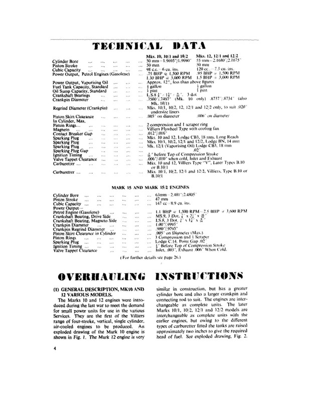 Villiers 10 - 12 - 15 Industrial Engine Workshop Service and Repair Manual