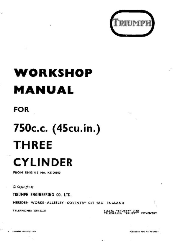 Triumph Triples Service and Parts Manuals
