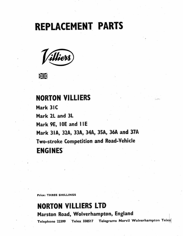 Villiers 31c 2-3L 9-19-11E 31 to 37 A Parts Manual