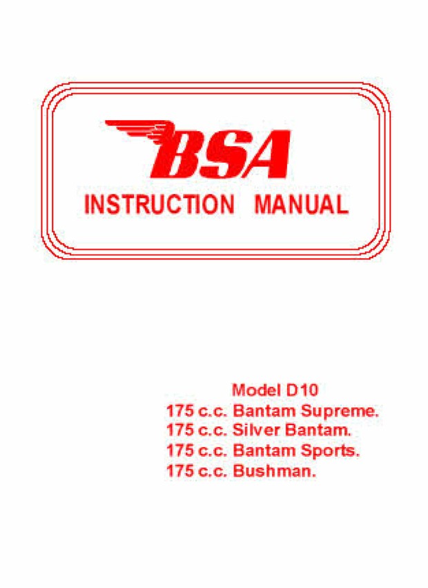 BSA Bantam Manuals Archive