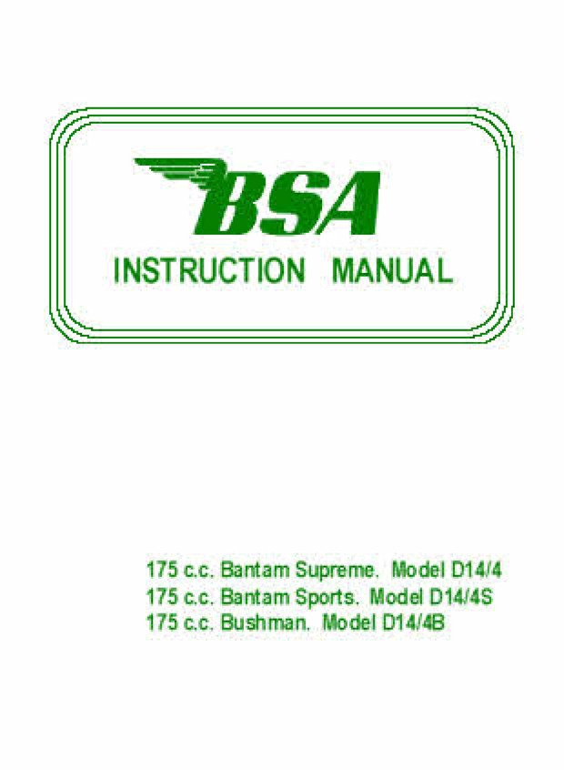 BSA Bantam Manuals Archive