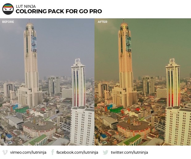 3D LUT Color correction grading files PACK for Go Pro Hero videos by LUT Ninja