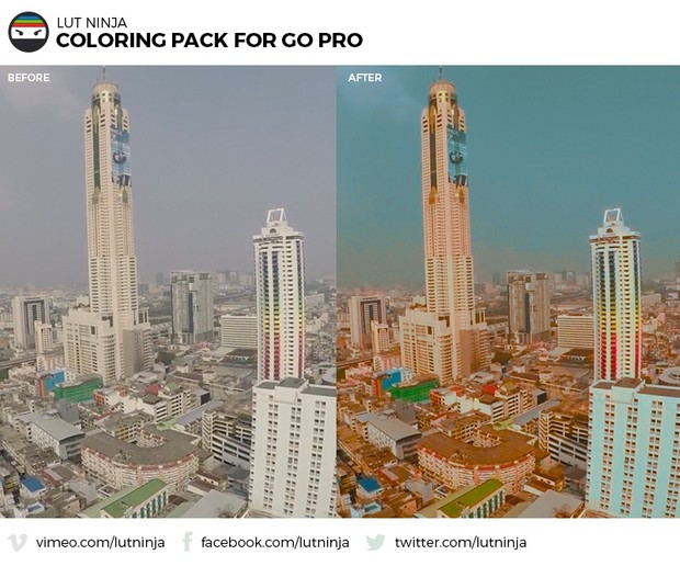 3D LUT Color correction grading files PACK for Go Pro Hero videos by LUT Ninja