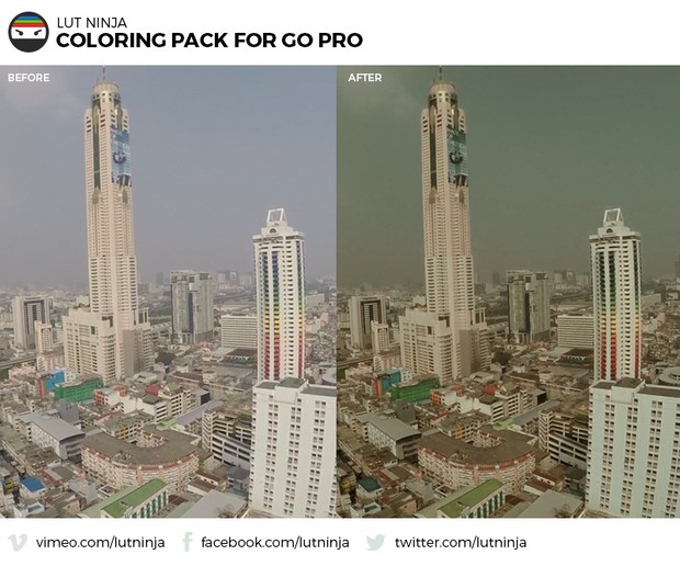 3D LUT Color correction grading files PACK for Go Pro Hero videos by LUT Ninja