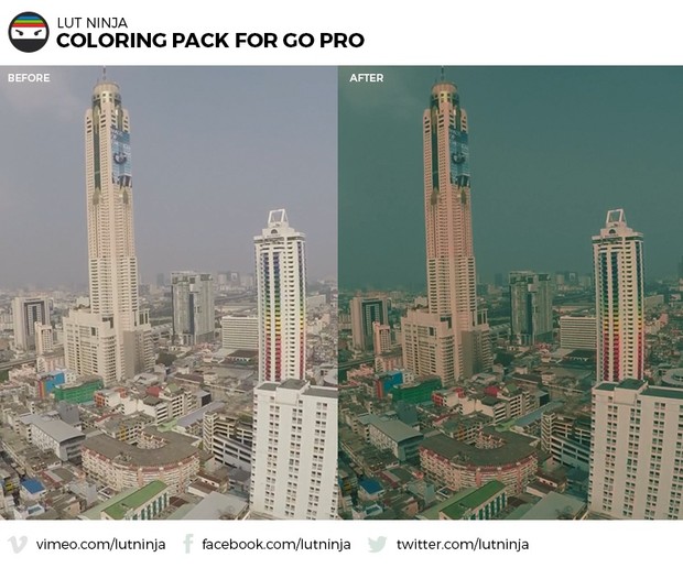 3D LUT Color correction grading files PACK for Go Pro Hero videos by LUT Ninja