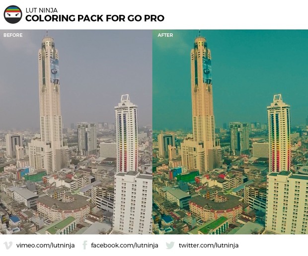 3D LUT Color correction grading files PACK for Go Pro Hero videos by LUT Ninja