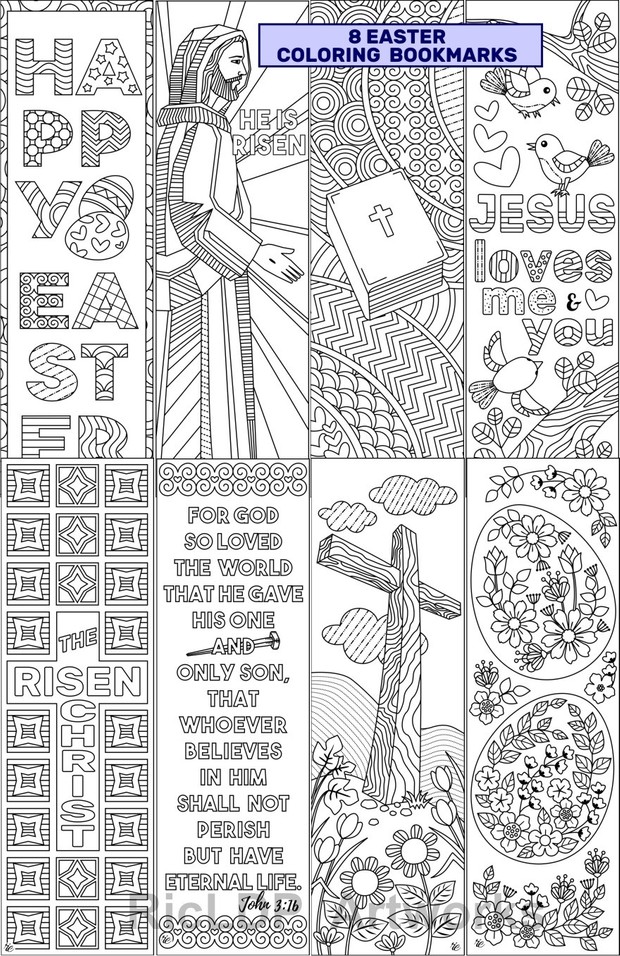 8 Easter Coloring Bookmarks