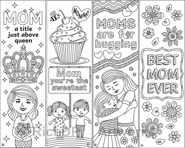 8 Coloring Bookmarks for Moms on Mother's Day