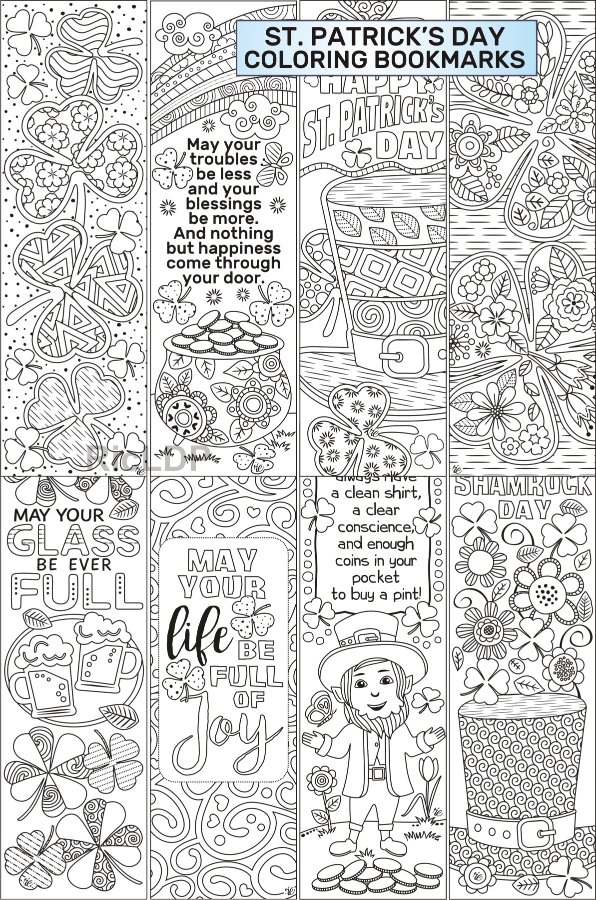 st patricks day coloring bookmarks ricldp artworks