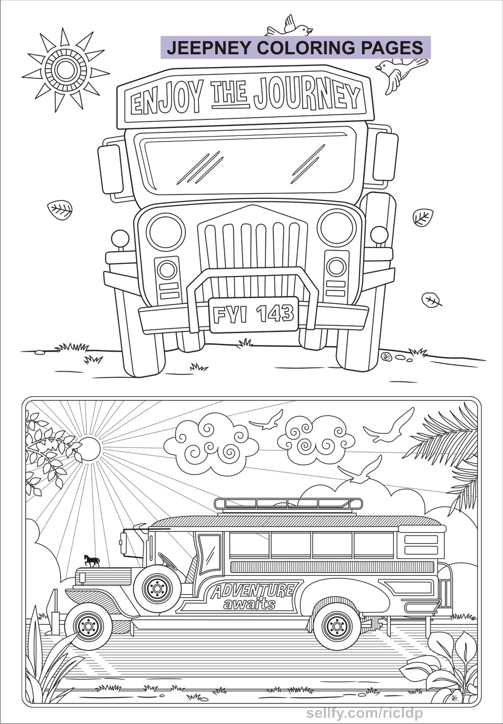 Philippine Jeepney Coloring Pages Set 2 - RicLDP Artworks