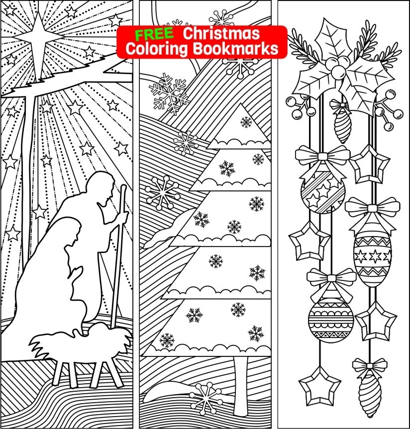 Download Three Christmas Coloring Bookmarks Ricldp Artworks