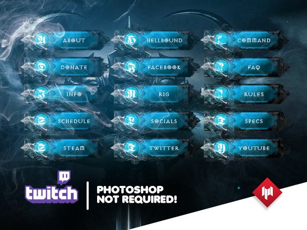Twitch Panels | HellBound (x14) | BLUE - Diablo 3: Reaper of Souls