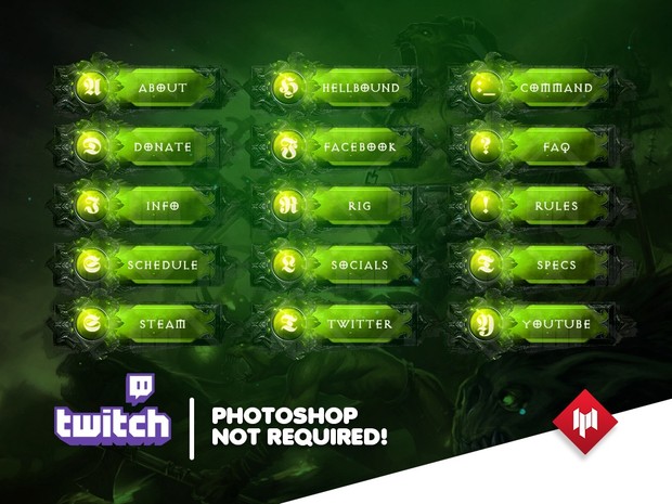 Twitch Panels | HellBound (x14) - GREEN