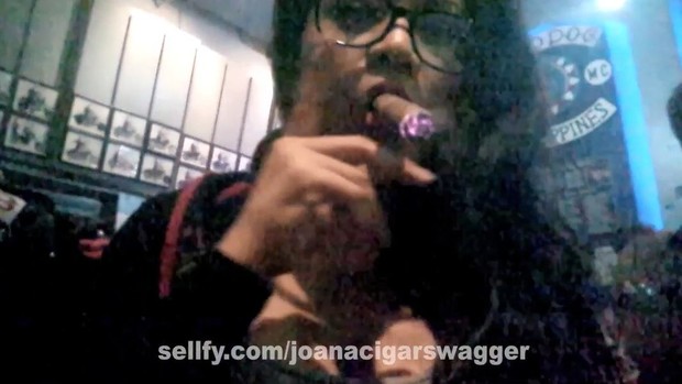 Big cigar close up in a bar