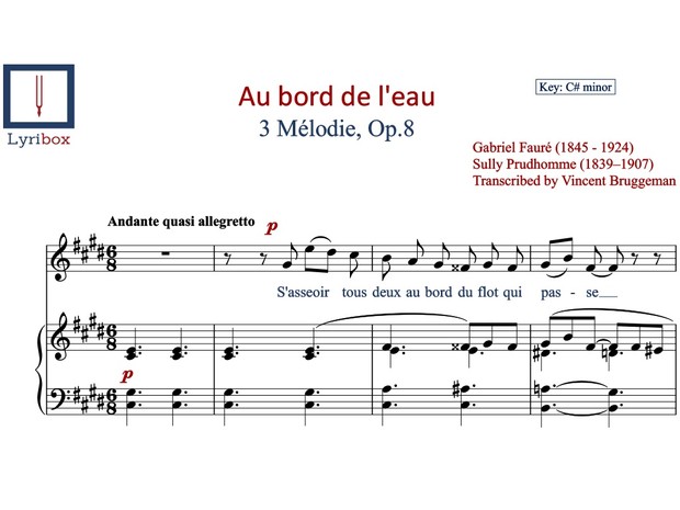 Au bord de l'eau sheet music - Buy / Download sheet music of Au bord de l'eau by Gabriel Fauré