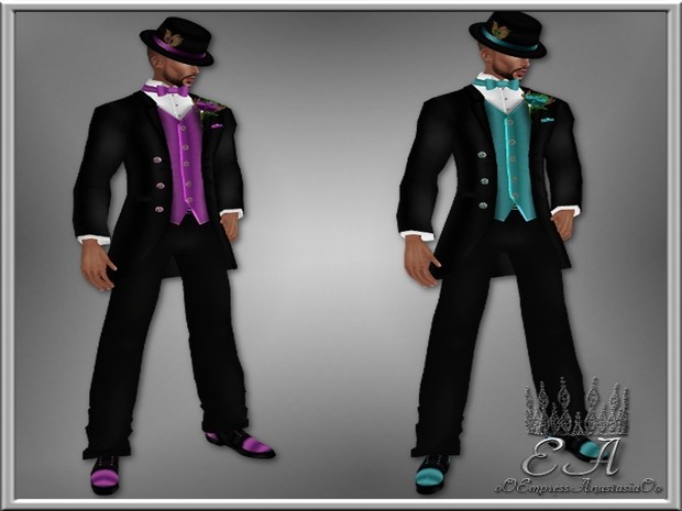 Purple and Teal Tuxedo Collection Catty Only!!!!