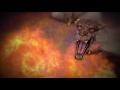 00135_Dragon close up standing in front of a burning fire 3D animation