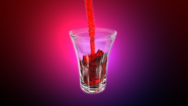 00067_3D animated red juice pouring on glass