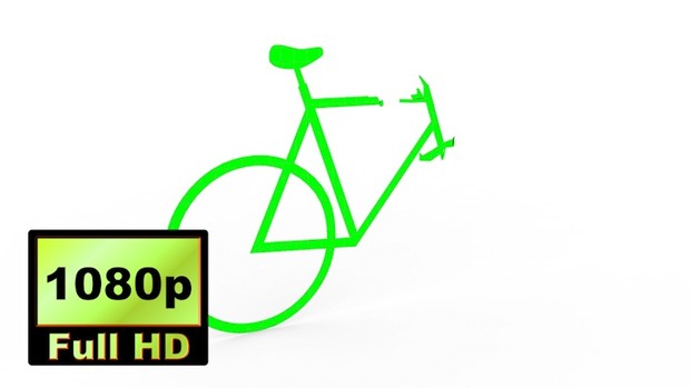 00020_green bicycle shape unfolded with 3D effect