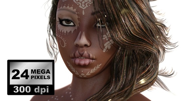 IMAGES_PACK_0004_ beautiful woman face with tattoo close up photorealistic rendering