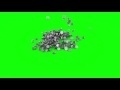 00159_silver coins falling on green screen slow motion effect