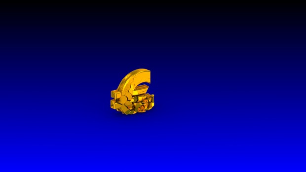 HD video backgrounds – gold euro sign falling & breaking – 3D animation