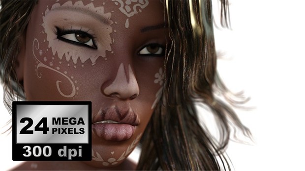 IMAGES_PACK_0004_ beautiful woman face with tattoo close up photorealistic rendering